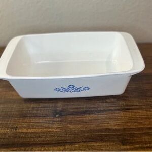 Corningware White Baking Dish with Blue Floral Design